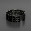 Statement Cuff Bracelet Black Memory Wire 3 Row Baguette CZ Stylish Jewelry
