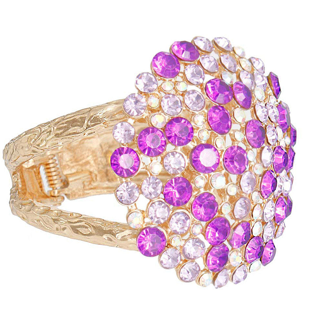 Statement Purple Stone Dome Cluster Cuff Bracelet Stylish Jewelry Accessory