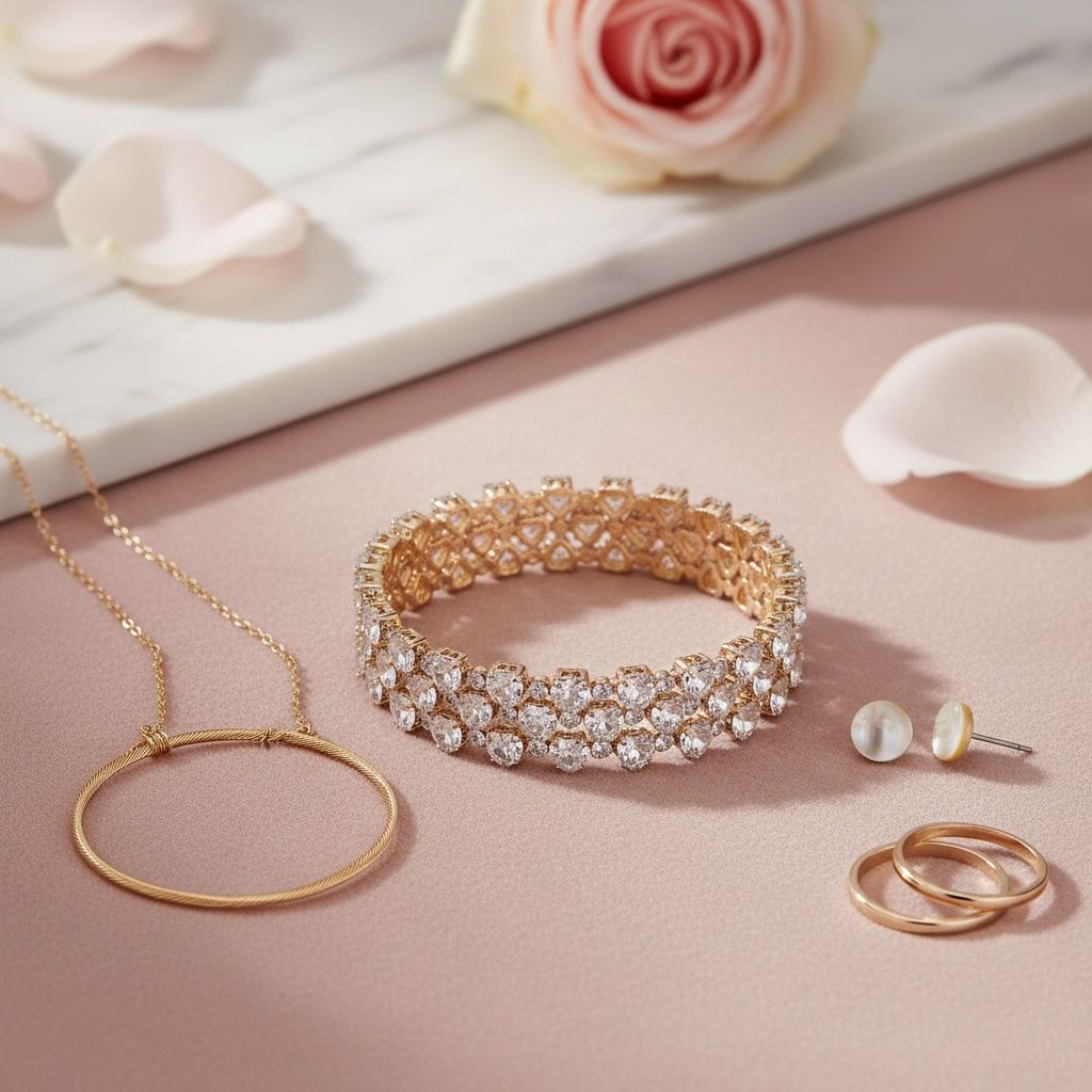 Memory Wire Gold Tennis Bracelet with Heart Crystal CZ – Stylish Statement Jewelry