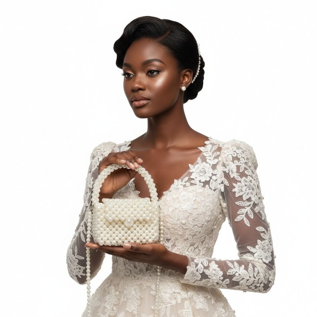 Fashion Handbag Top Handle Retro Luxe Cream Pearl Flap Stylish Chic