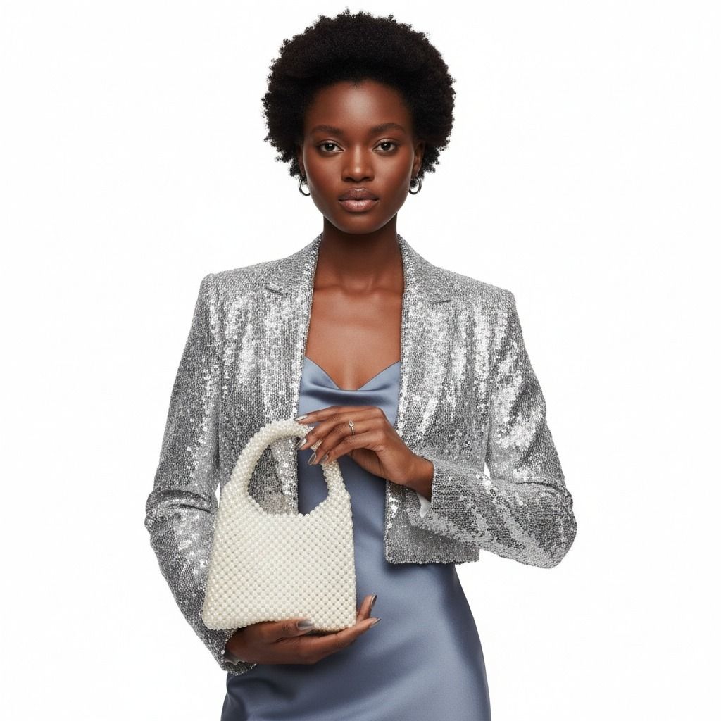 Fashion Handbag Top Handle Luxe White Pearl Hollywood Stylish Chic