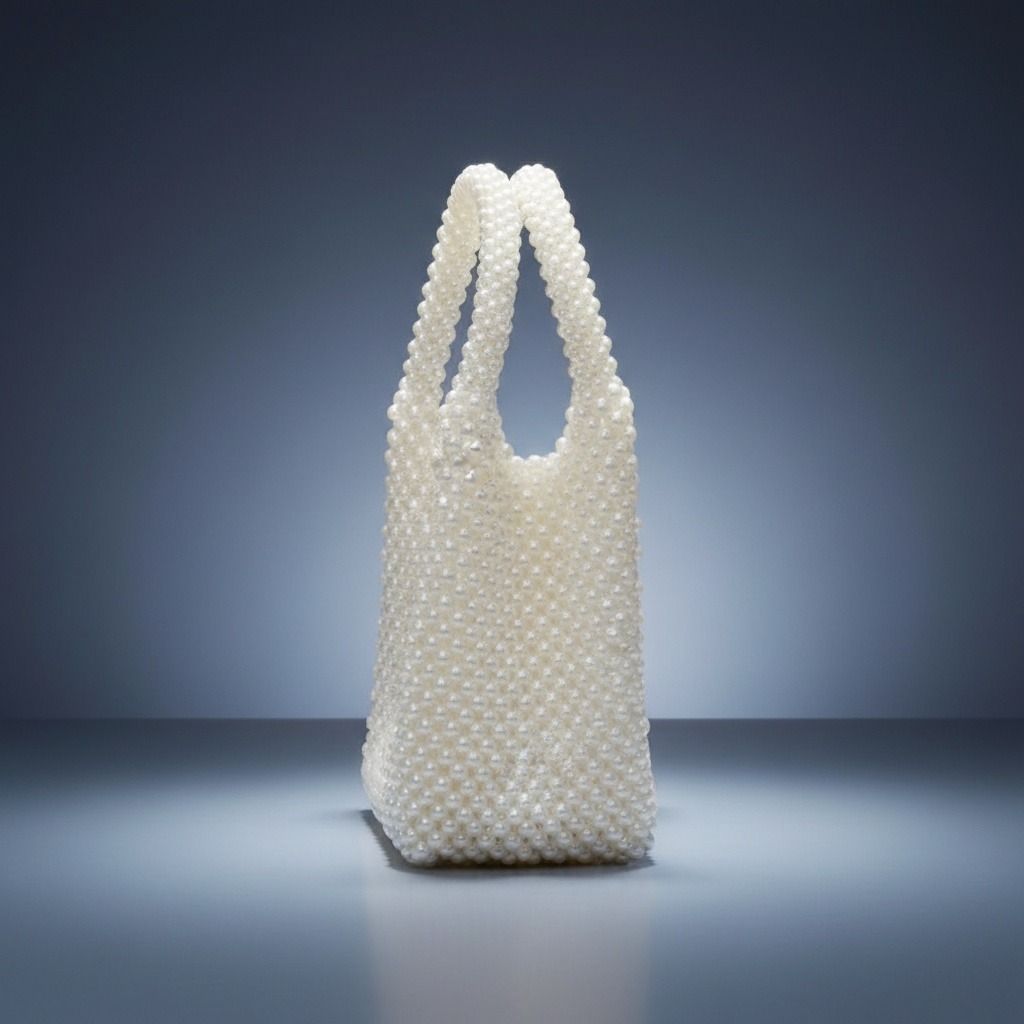 Fashion Handbag Top Handle Luxe White Pearl Hollywood Stylish Chic
