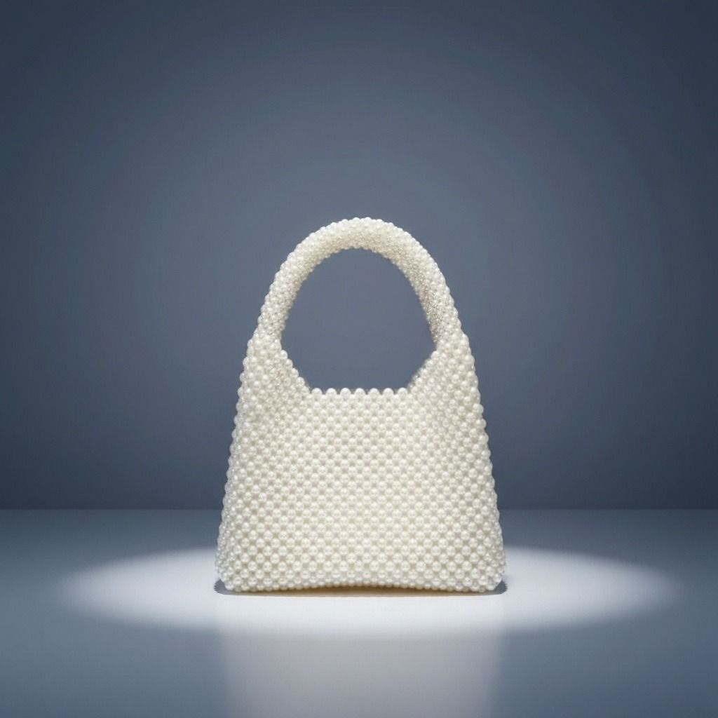 Fashion Handbag Top Handle Luxe White Pearl Hollywood Stylish Chic