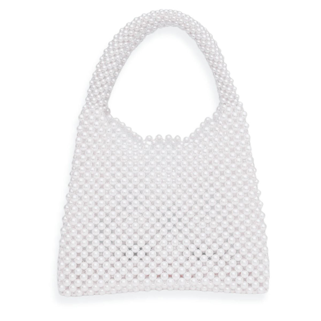 Fashion Handbag Top Handle Luxe White Pearl Hollywood Stylish Chic