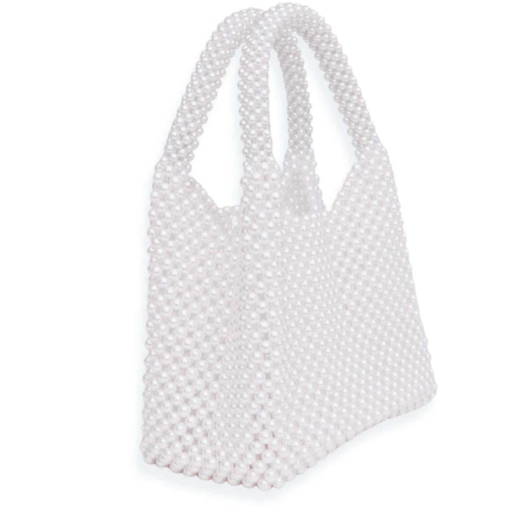 Fashion Handbag Top Handle Luxe White Pearl Hollywood Stylish Chic