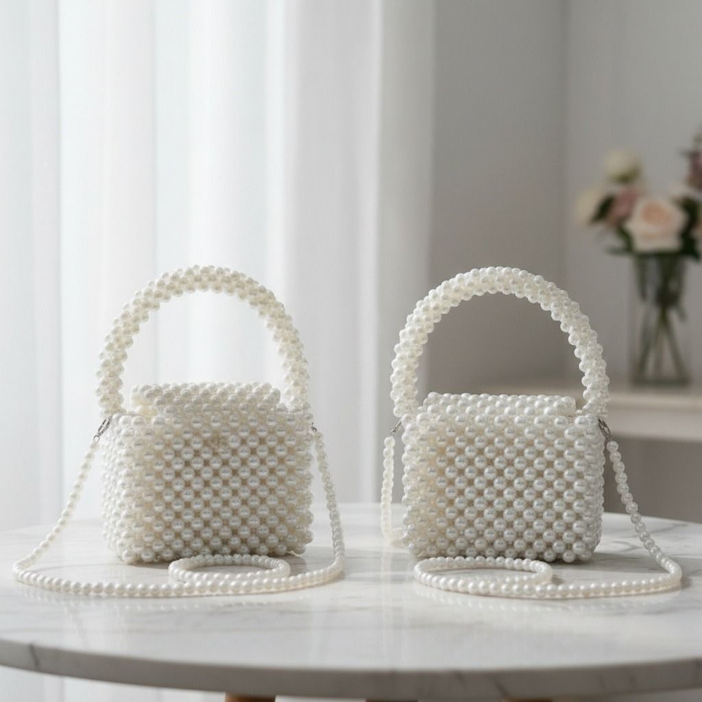 Fashion Handbag Top Handle Retro Luxe White Pearl Flap Chic Handbag