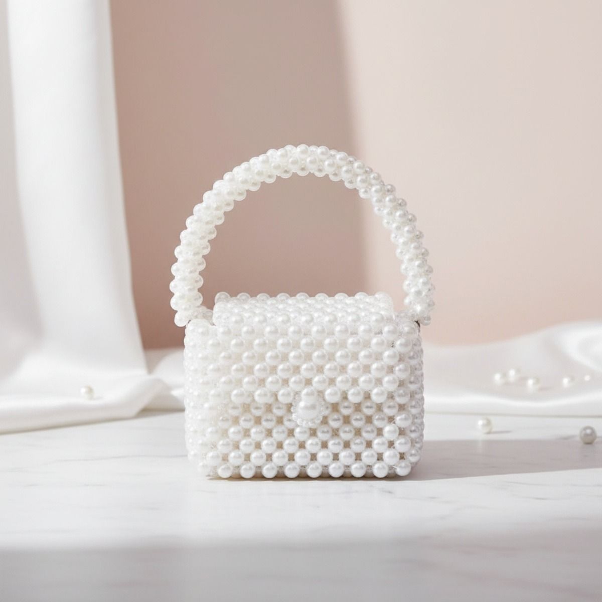 Fashion Handbag Top Handle Retro Luxe White Pearl Flap Chic Handbag