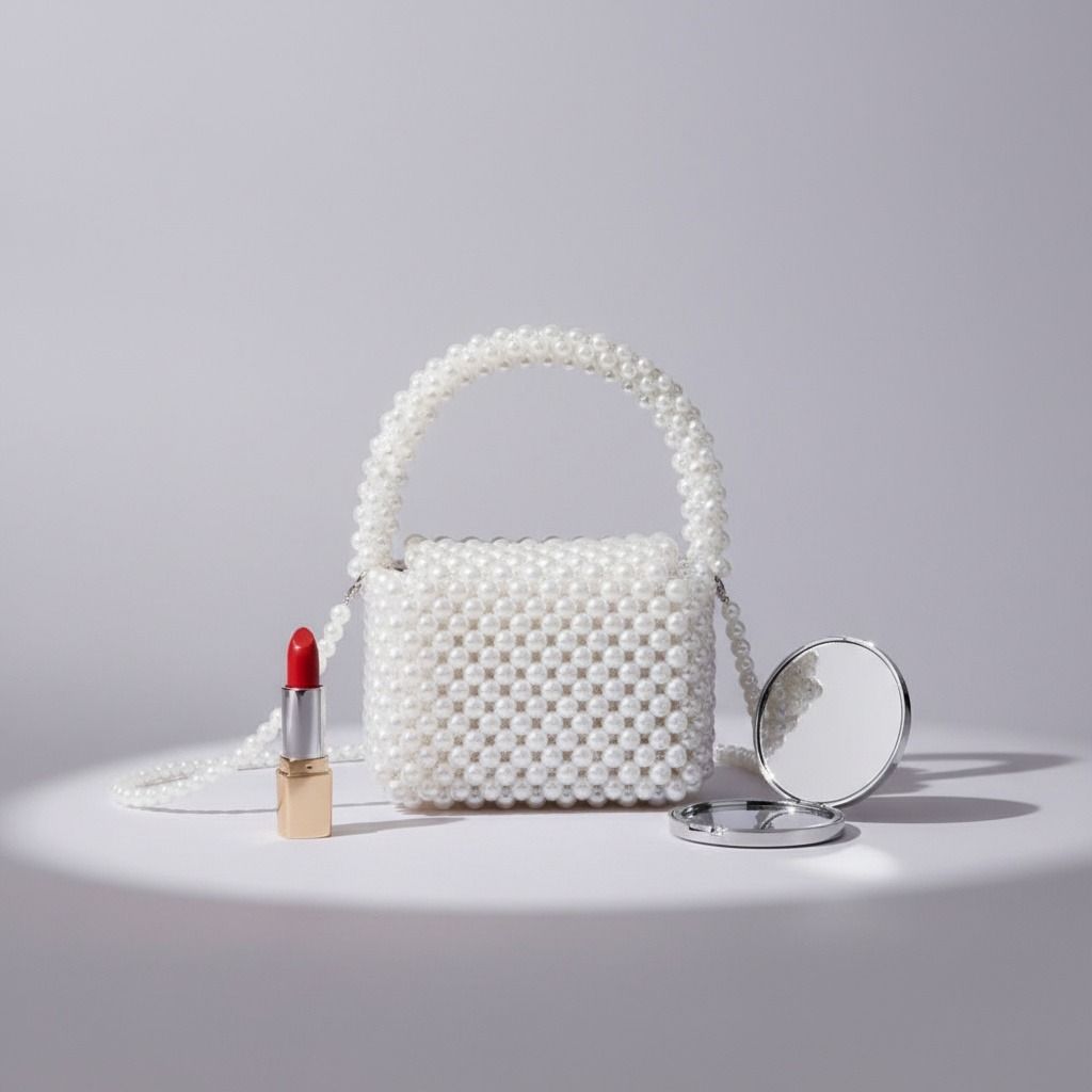 Fashion Handbag Top Handle Retro Luxe White Pearl Flap Chic Handbag