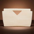 Fashion Handbag Cream Pearl Clutch Open Top Handmade Stylish Bag