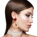 Statement Red Marbled Rubber Earrings, Trendy Fashion Jewelry