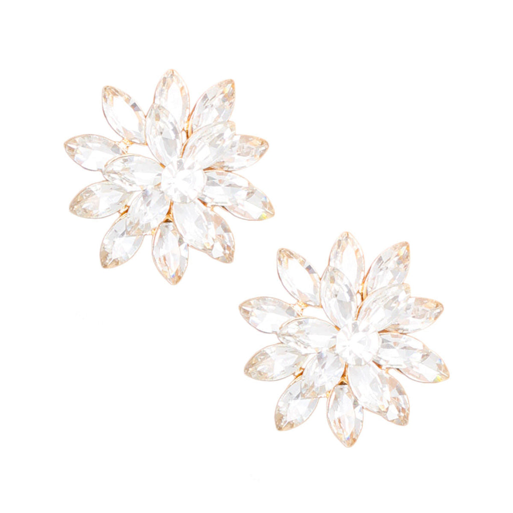 Small Gold Marquise Flower Stud Earrings for Women – Stylish Fashion Jewelry