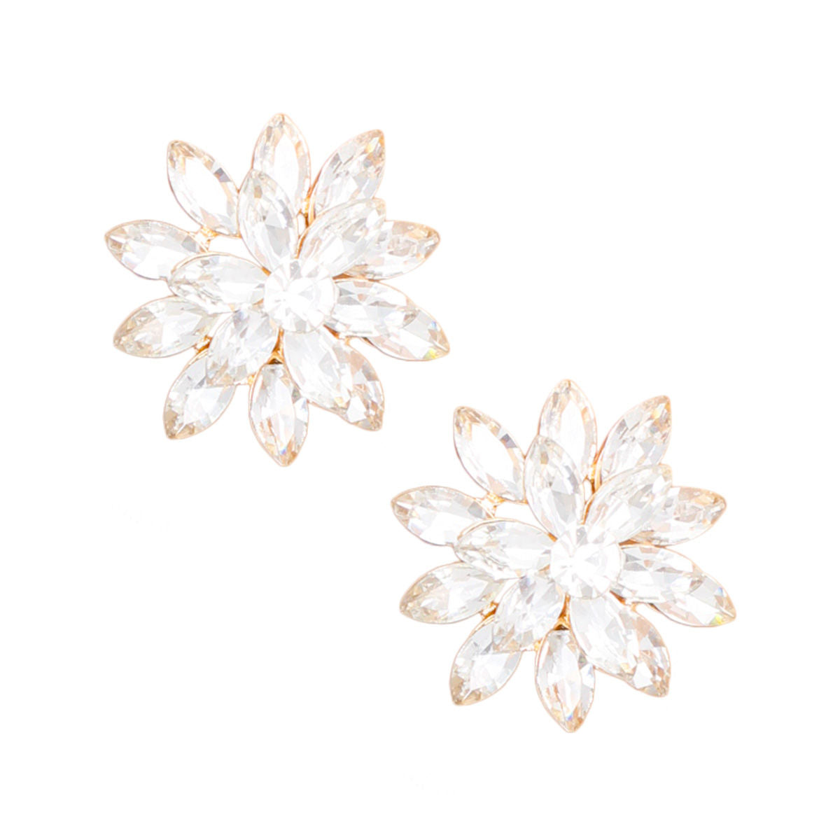 Small Gold Marquise Flower Stud Earrings for Women – Stylish Fashion Jewelry