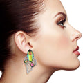 Leaf Stud Earrings Elegant Pink Green Stylish Jewelry