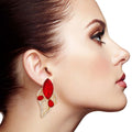 Stud Earrings Elegant Red Leaf Stylish Jewelry Accessory