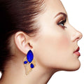 Leaf Stud Earrings Elegant Royal Blue Stylish Jewelry