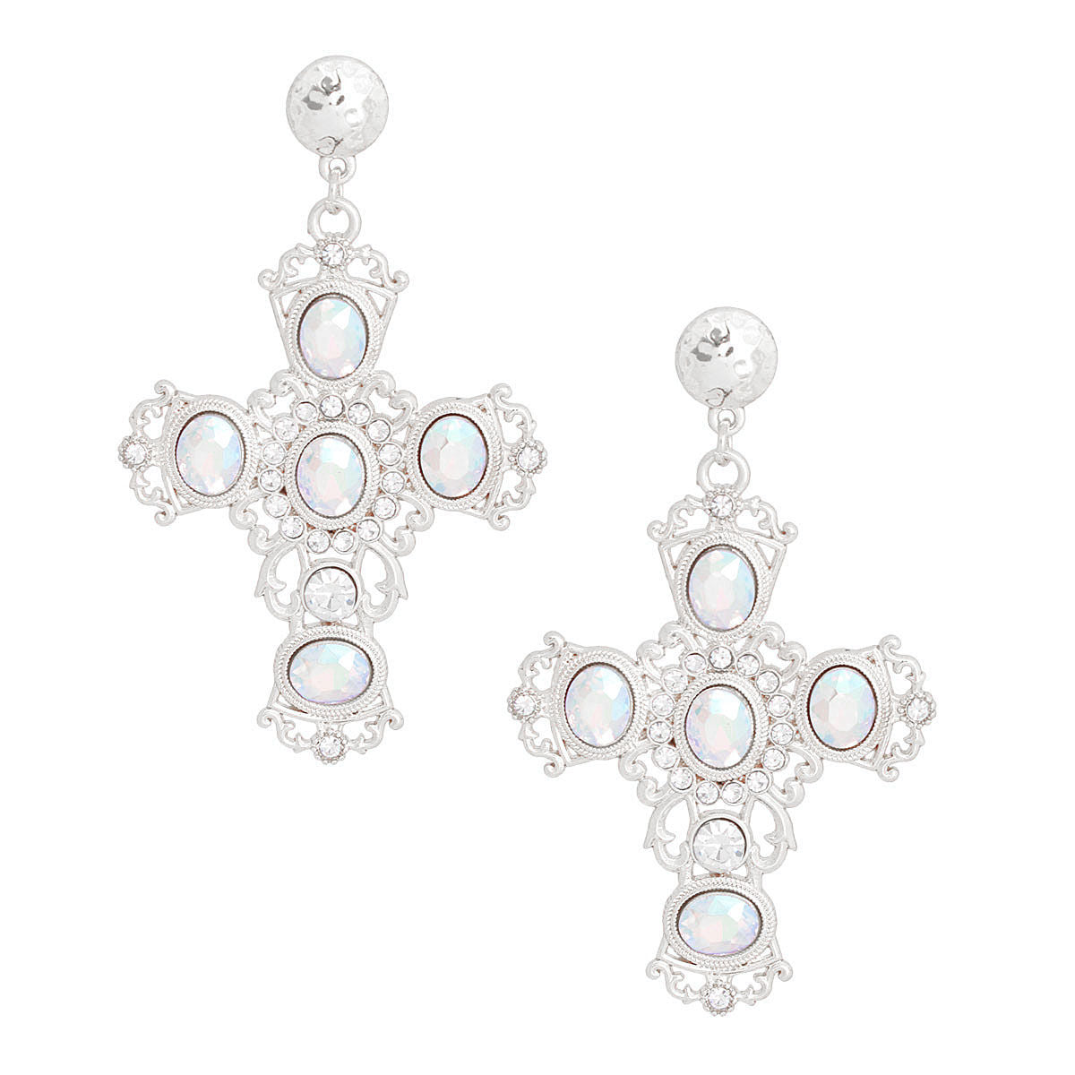 Fancy Silver Cross Earrings Stylish Statement Jewelry
