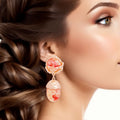Statement Earrings Medium Drop Pink Gold Stylish Women’s Jewelry