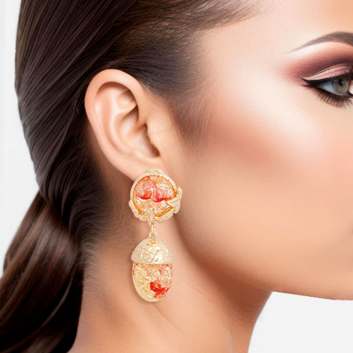 Statement Earrings Medium Drop Pink Gold Stylish Women’s Jewelry