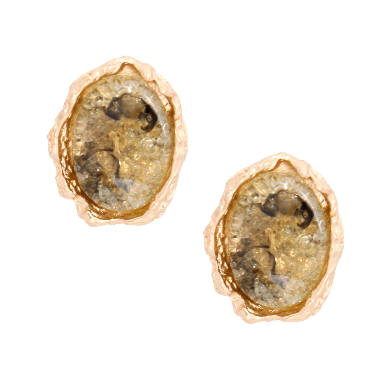 Small Black Gold Oval Stud Earrings for Women – Stylish Fashion Jewelry