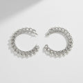 Open Hoop Earrings with Silver Chain and White Pearl – Stylish Statement Jewelry