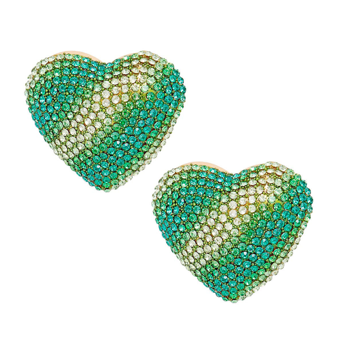 Heart Stud Earrings Green Stripe Stylish Women’s Jewelry
