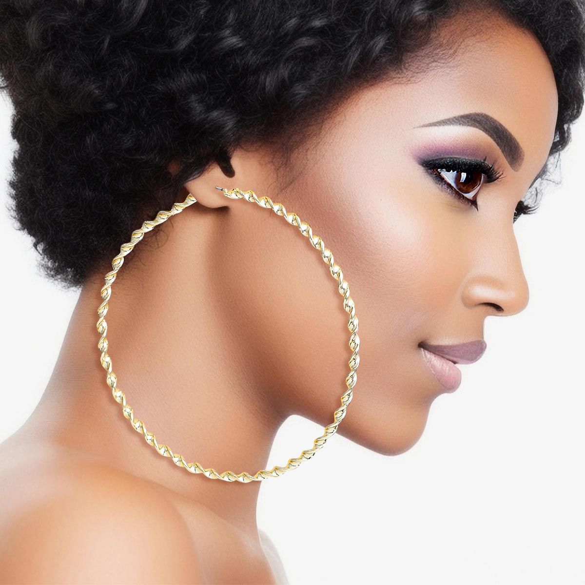 Women’s Large Twisted Gold Hoop Earrings – Stylish Statement Jewelry