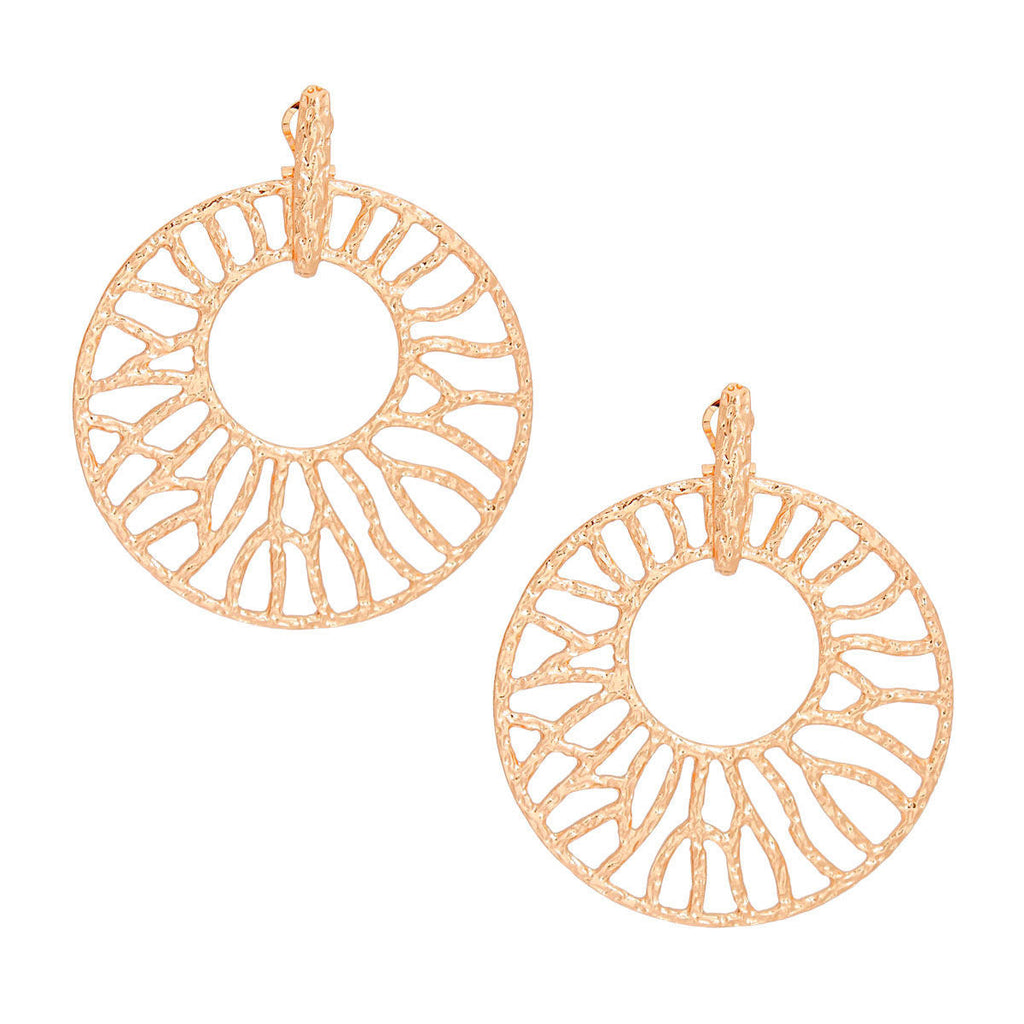 Statement Drop Earrings XL Gold Branched Wheel for Women Stylish Chic Jewelry