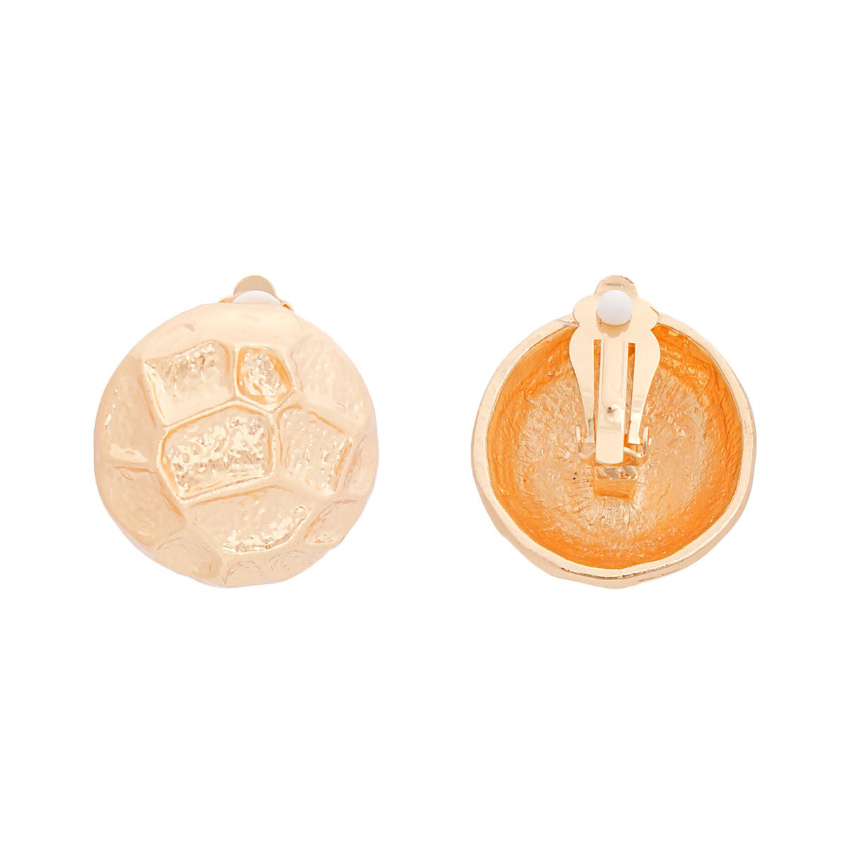 Women’s Clip On Earrings Gold Organic Geo Domed Stylish Statement Jewelry