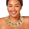 Statement Chain Set with Gold, Red, and Green Details