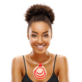 Statement Pendant Set Gold and Red Swirl Circle Stylish Jewelry Accessory
