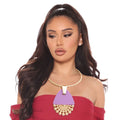 Statement Necklace Purple Teardrop Burst Stylish Fashion Jewelry