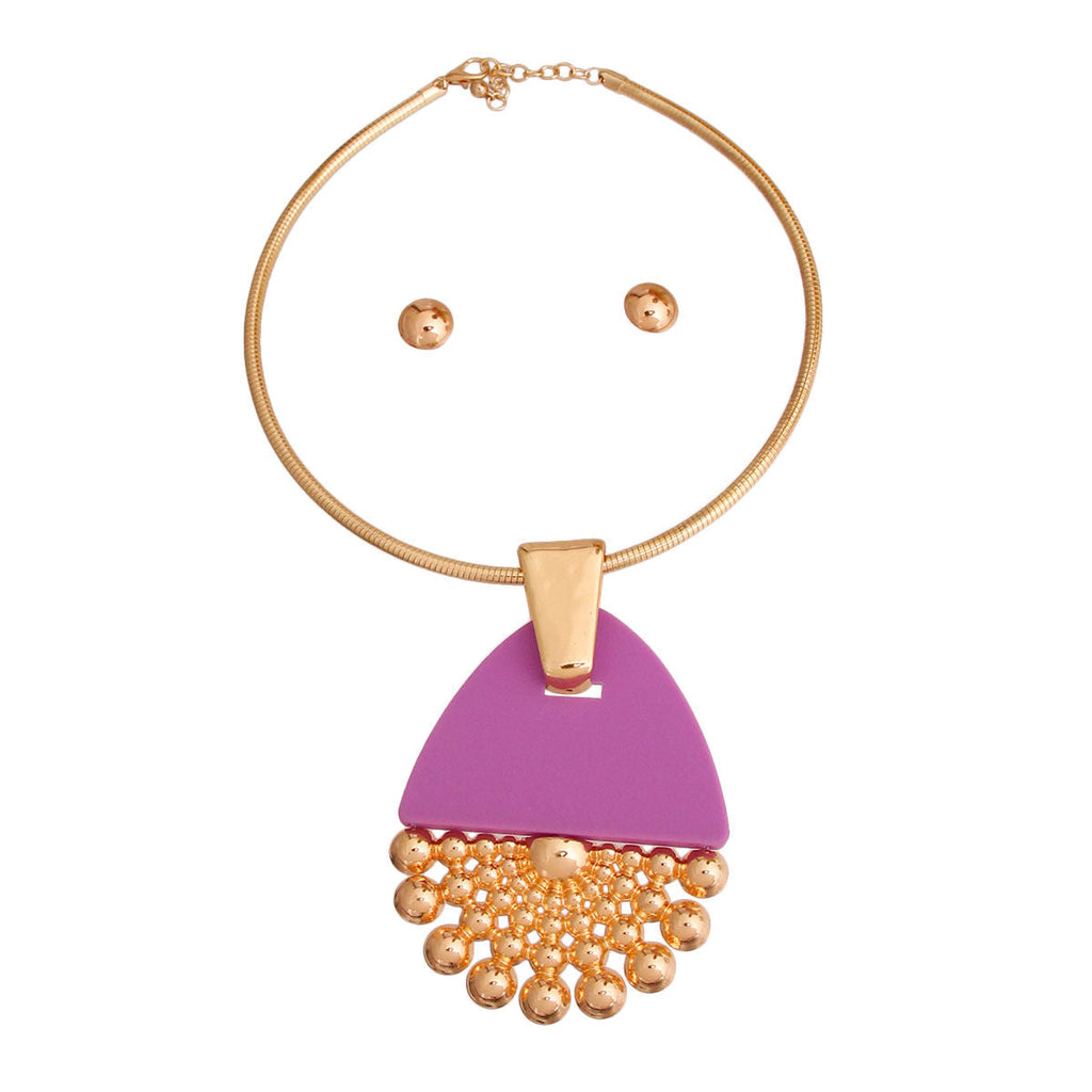Statement Necklace Purple Teardrop Burst Stylish Fashion Jewelry