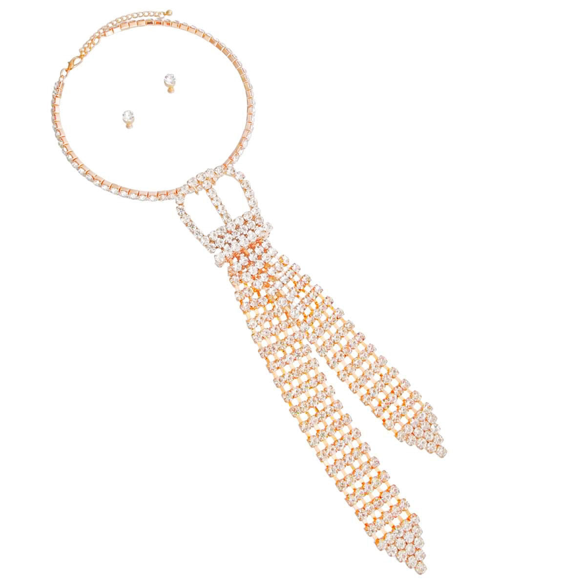Choker Necklace Gold Crystal Belt Tie Stylish Statement Accessory