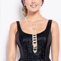 Choker Necklace Gold Crystal Belt Tie Stylish Statement Accessory