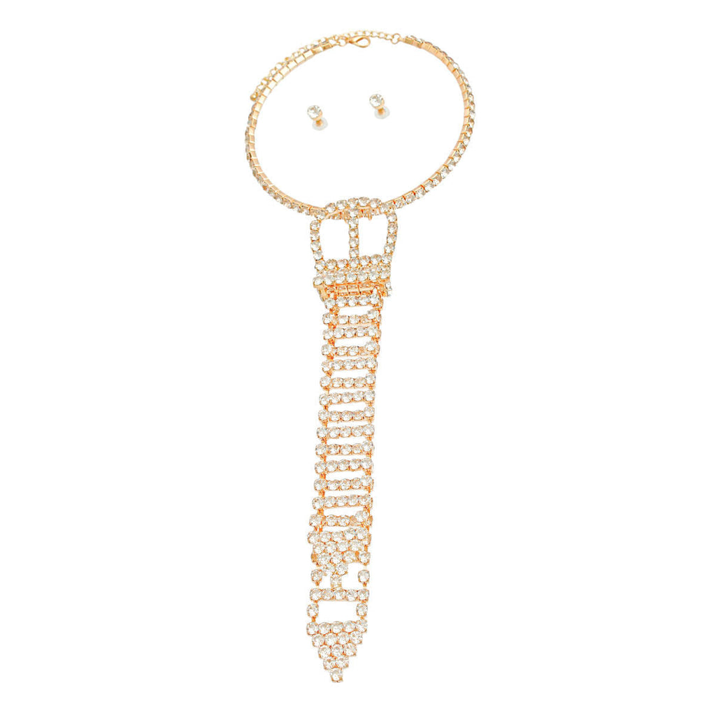 Choker Necklace Gold Crystal Belt Tie Stylish Statement Accessory
