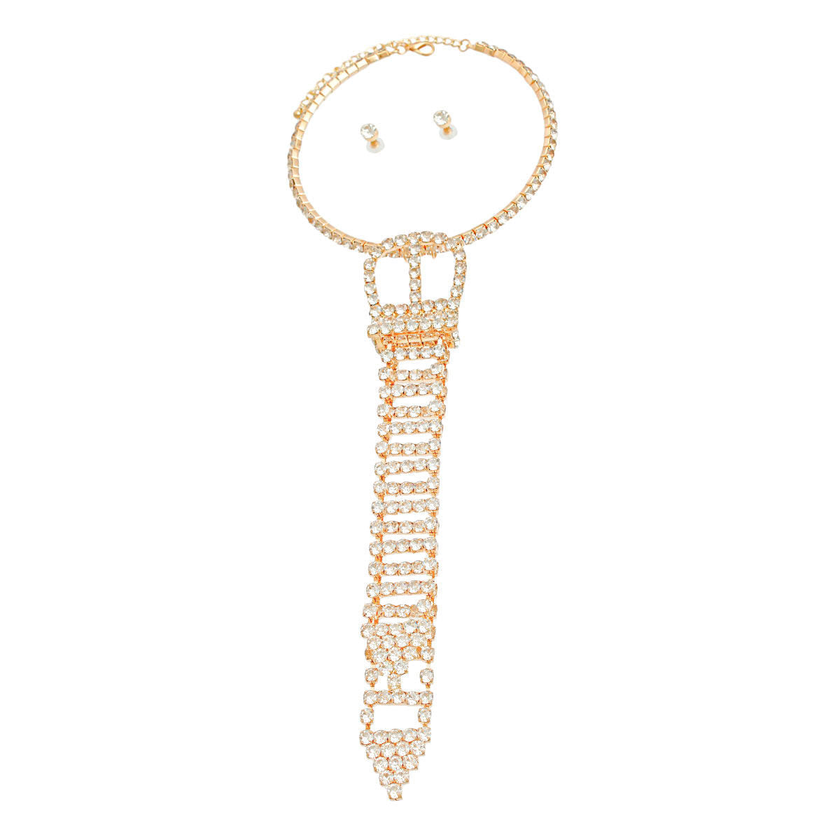 Choker Necklace Gold Crystal Belt Tie Stylish Statement Accessory