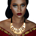 Leather Collar Set Black Gold Statement Jewelry Accessory Chic