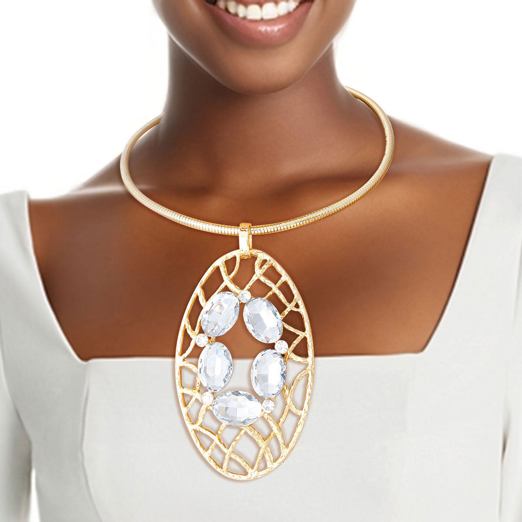 Statement Gold Woven Oval Jewelry Set