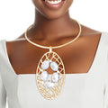 Statement Gold Woven Oval Jewelry Set
