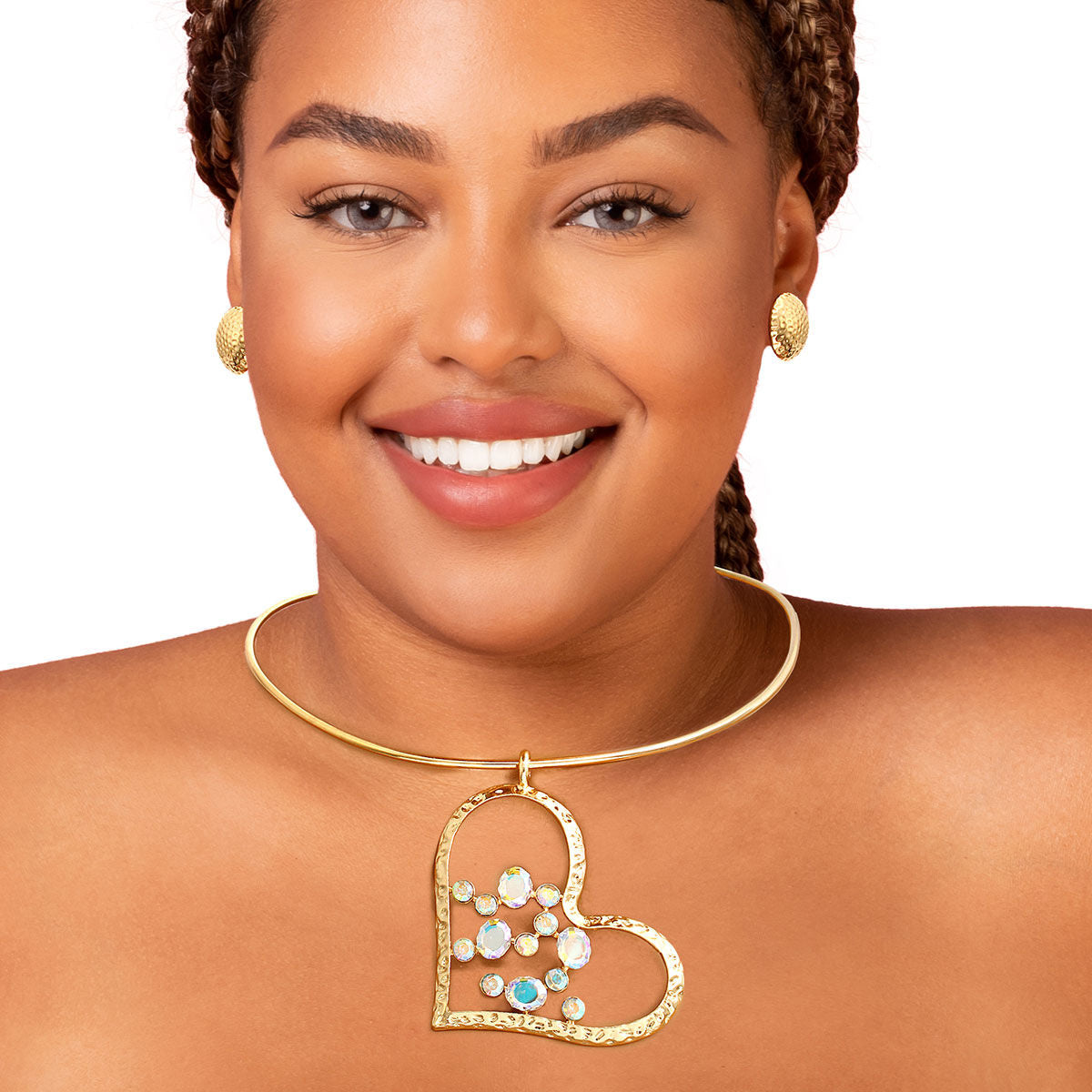 Statement Rigid Gold Angle Heart Jewelry Set