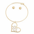 Statement Rigid Gold Angle Heart Jewelry Set