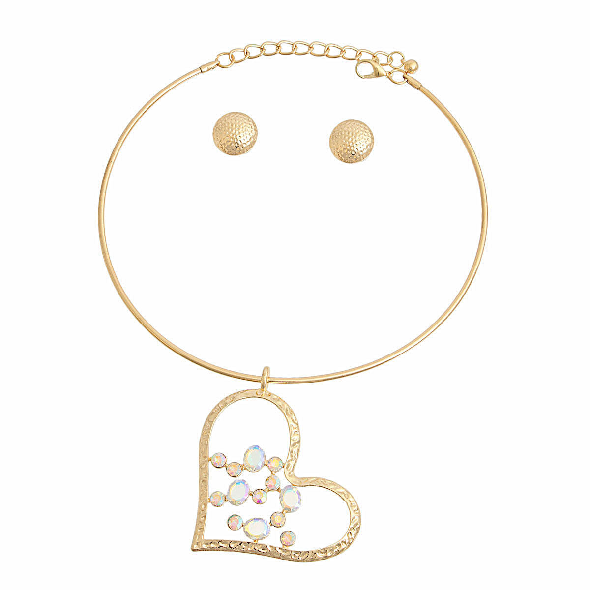 Statement Rigid Gold Angle Heart Jewelry Set