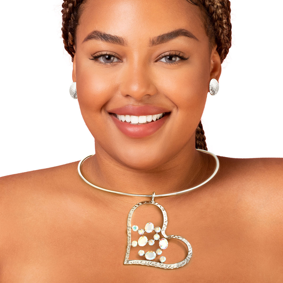 Statement Silver Angle Heart Jewelry Set Rigid Chic