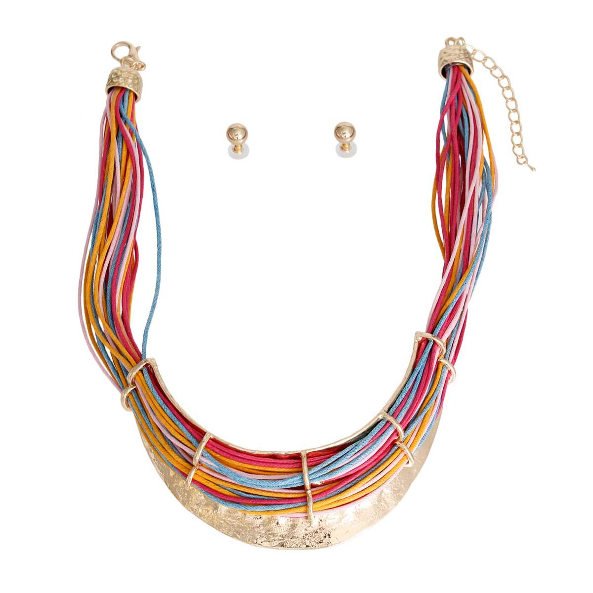 Rigid Collar Set with Rainbow Cord – Trendy Fashion Accessory