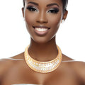 Choker Necklace Gold Crystal Armor Set Stylish Statement Jewelry for Women