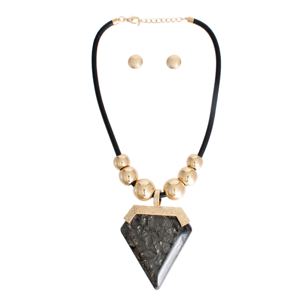 Pendant Set Black Diamond Shaped Stylish Statement Jewelry Accessory