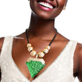 Pendant Set Green Diamond Shaped Stylish Statement Jewelry