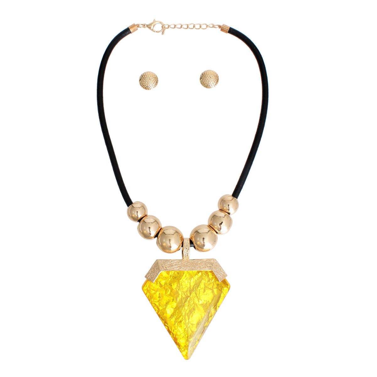 Pendant Set Yellow Diamond Shaped Stylish Statement Jewelry Accessory