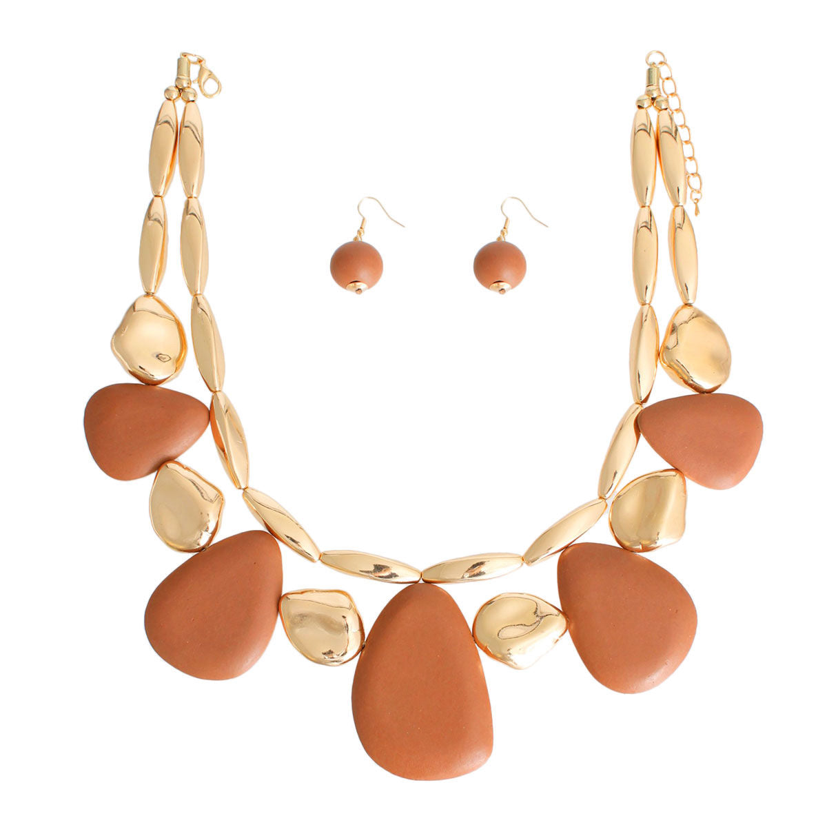 Organic Brown Wood Bead Set – Trendy Casual Jewelry Accessory