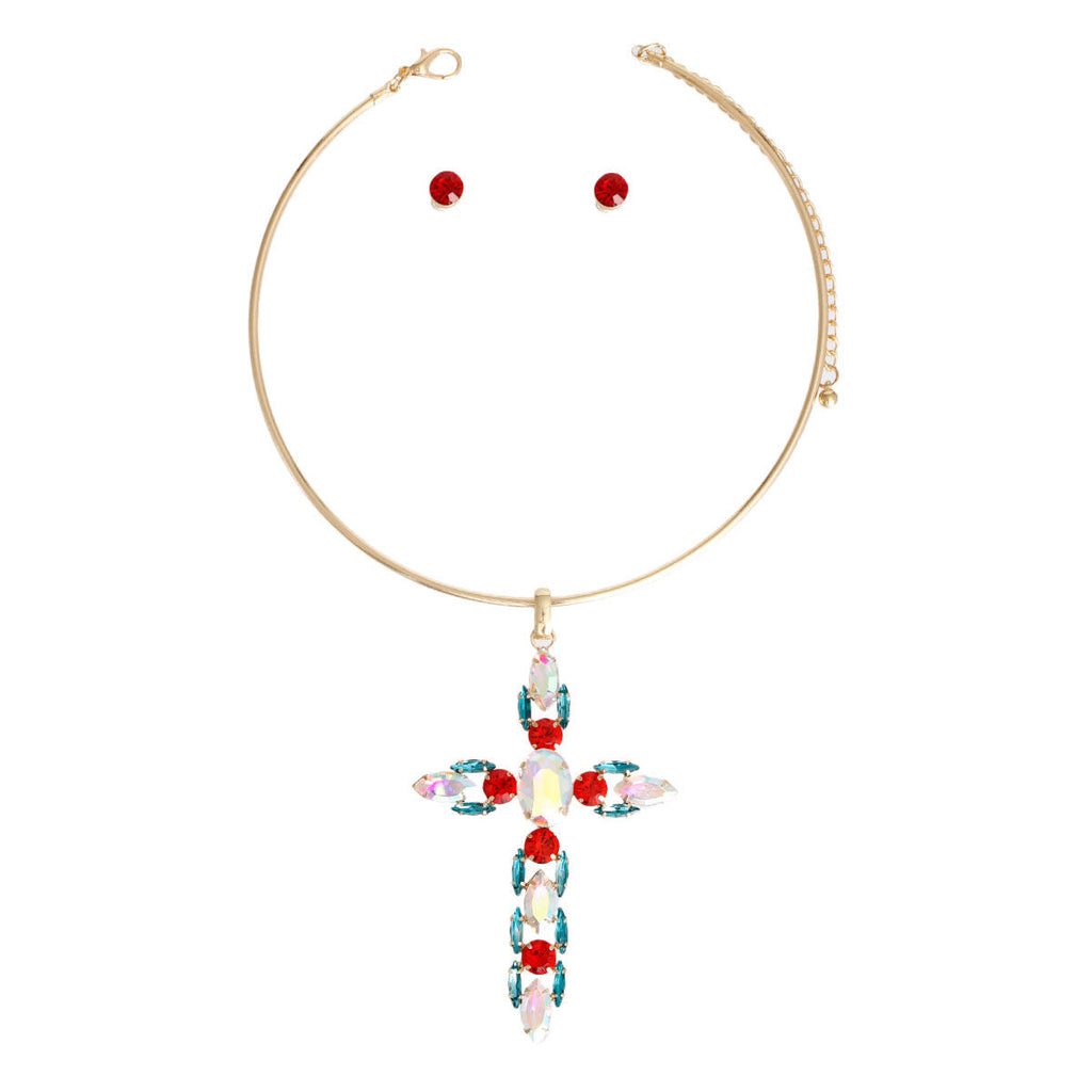 Rigid Multi Cross Collar Set Stylish Statement Jewelry Accessory